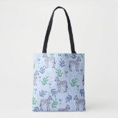 Preppy Classic Zebra's en Martinis Blue Tote Bag (Voorkant)