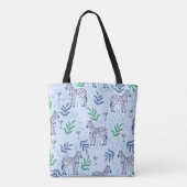 Preppy Classic Zebra's en Martinis Blue Tote Bag (Achterkant)