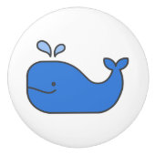 Preppy Coastal Blue Whale Keramische Knop (Voorkant)