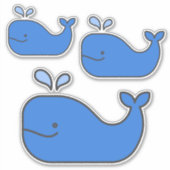 Preppy Coastal Blue Whales Sticker (Voorkant)