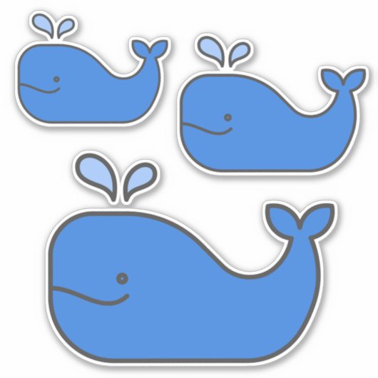 Preppy Coastal Blue Whales Sticker (Voorkant)