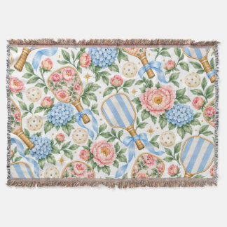 Preppy Coastal Chic Pickleball Blauw & Blush Roze Deken