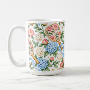 Preppy Coastal Chic Pickleball Blauw & Blush Roze Koffiemok