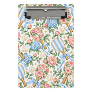 Preppy Coastal Chic Pickleball Blauw & Blush Roze Mini Klembord