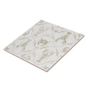 Preppy Coastal Lobsters and Crabs in Sandy Beige Tegeltje (Zijkant)