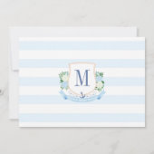 Preppy Coastal Monogram Baby Jongen Doopfoto Bedankkaart (Achterkant)