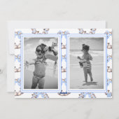 Preppy Coastal Oyster Bow Krans Foto Vakantie Feestdagenkaart (Achterkant)