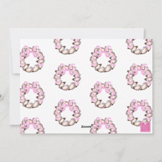 Preppy Coastal Oyster Bow Krans Foto Vakantie Feestdagenkaart (Achterkant)