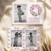 Preppy Coastal Oyster Bow Krans Foto Vakantie Feestdagenkaart