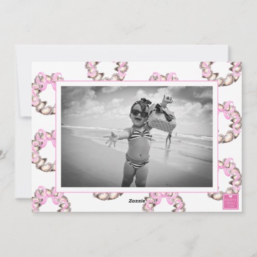 Preppy Coastal Oyster Bow Krans Foto Vakantie Feestdagenkaart (Achterkant)