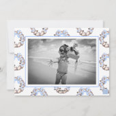 Preppy Coastal Oyster Bow Krans Foto Vakantie Feestdagenkaart (Achterkant)