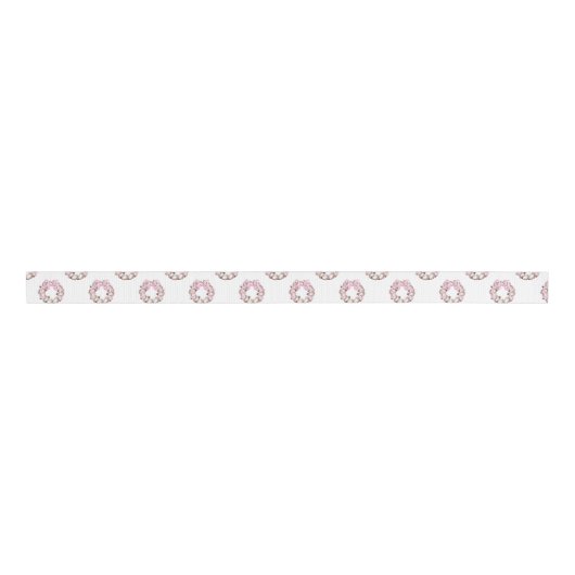 Preppy Coastal Oyster Bow Krans Kerstmis Grosgrain Lint (Voorkant)