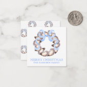 Preppy Coastal Oyster Bow Krans Kerstmis Notitiekaartje (Voorkant / Achterkant in situ)