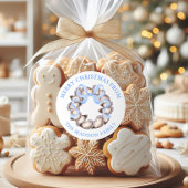 Preppy Coastal Oyster Bow Wreath Christmas Address Ronde Sticker