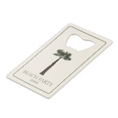 Preppy Coastal Palm Tree Monogram Creditkaart Flessenopener (Achterkant Gekanteld)