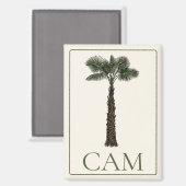 Preppy Coastal Palm Tree Monogram Magneet (Voorkant / Achterkant)