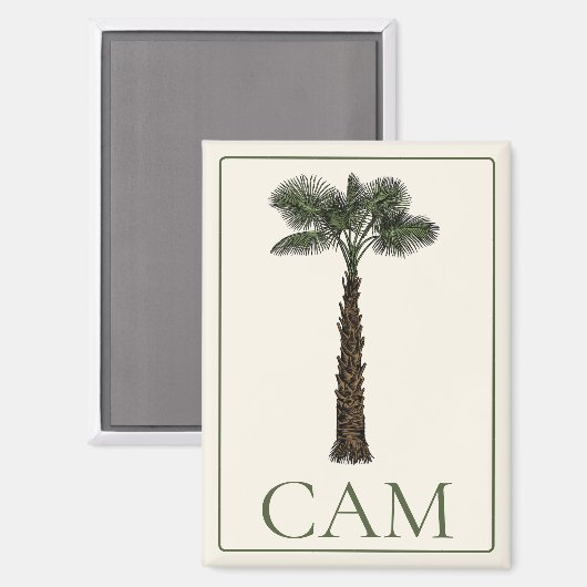 Preppy Coastal Palm Tree Monogram Magneet (Voorkant / Achterkant)