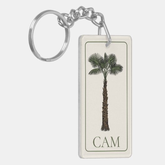 Preppy Coastal Palm Tree Monogram Sleutelhanger (Voorkant Links)