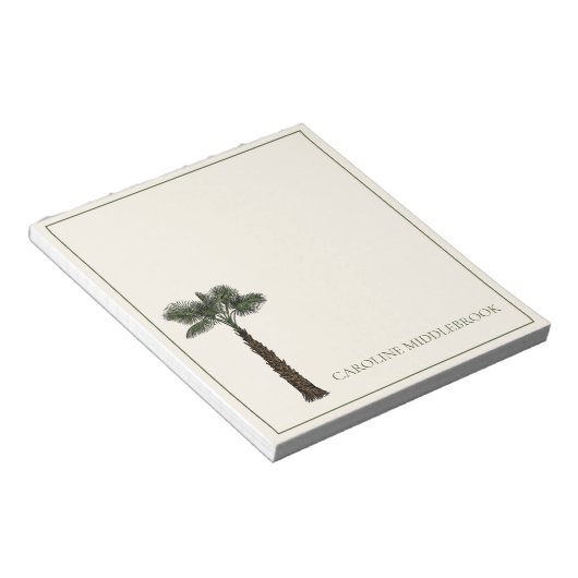 Preppy Coastal Palm Tree Personalized Notitieblok (Schuin)