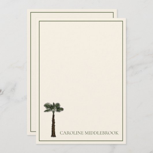 Preppy Coastal Palm Tree Personalized Notitiekaartje (Voorkant / Achterkant)