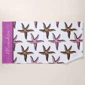 Preppy Coastal Pink Sand Starfish Beach Towel Strandlaken (Voorkant)