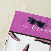 Preppy Coastal Pink Sand Starfish Beach Towel Strandlaken (In situ)