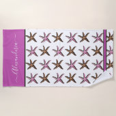 Preppy Coastal Pink Sand Starfish Strandlaken (Voorkant)