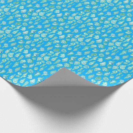 Preppy Coastal Sea Shells aan de blauwe kust Cadeaupapier (Hoek)