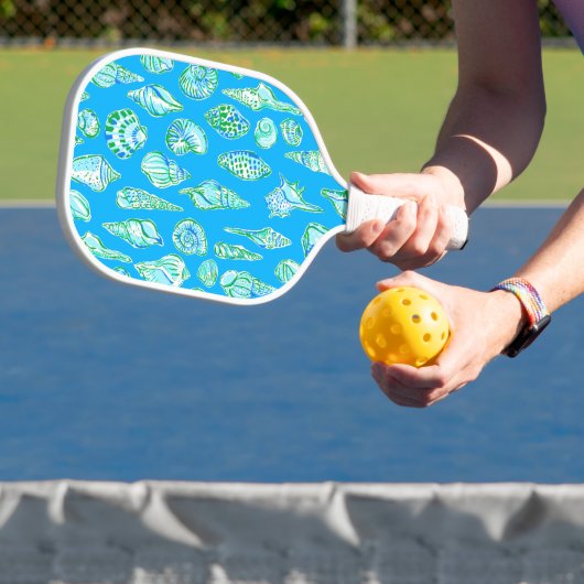 Preppy Coastal Sea Shells aan de blauwe kust Pickleball Paddle (Insitu)