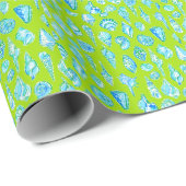 Preppy Coastal Sea Shells aan de Lime Green Seasid Cadeaupapier (Rol Hoek)