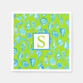 Preppy Coastal Sea Shells aan de Lime Green Seasid Servet (Voorkant)