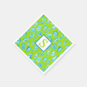 Preppy Coastal Sea Shells aan de Lime Green Seasid Servet (Hoek)
