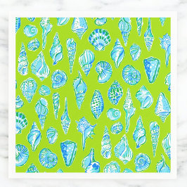 Preppy Coastal Sea Shells aan de Lime Green Seasid Servet
