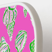 Preppy Coastal Sea Shells aan de Roze Kust Pickleball Paddle (Links Detail)