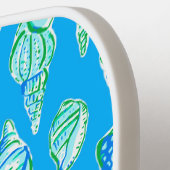 Preppy Coastal Sea Shells op Blue Seaside Monogram Pickleball Paddle (Links Detail)