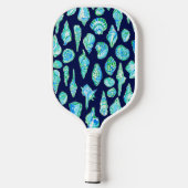 Preppy Coastal Sea Shells op Navy Seaside Monogram Pickleball Paddle (Achterkant)