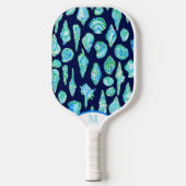 Preppy Coastal Sea Shells op Navy Seaside Monogram Pickleball Paddle (Voorkant)