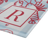 Preppy Coastal Seafood Gingham Kitchen Decor Snijplank (Hoek)