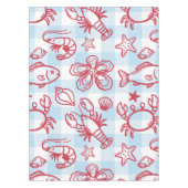 Preppy Coastal Seafood Gingham Kitchen Decor Tafelkleed (Voorkant)
