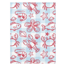 Preppy Coastal Seafood Gingham Kitchen Decor Tafelkleed