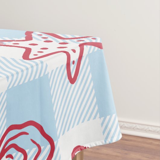 Preppy Coastal Seafood Gingham Kitchen Decor Tafelkleed (Voorbeeld)