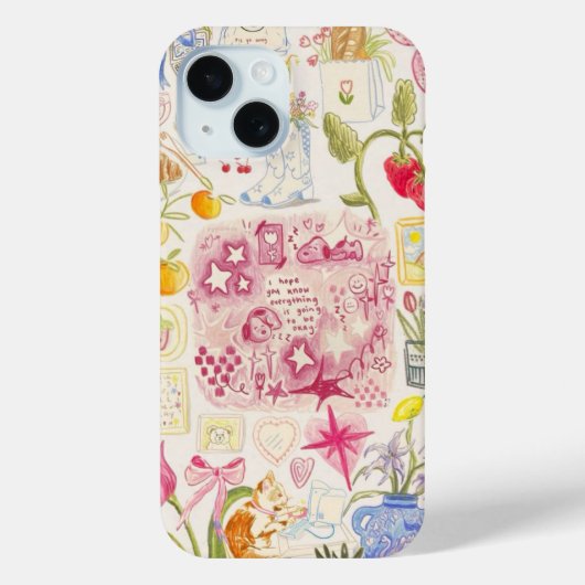 Preppy Collage, Trendy Zomer Collage Telefoon Case (Achterkant)