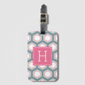 Preppy Colorful Geometric Pattern Monogramed Bagagelabel (Voorkant (verticaal))