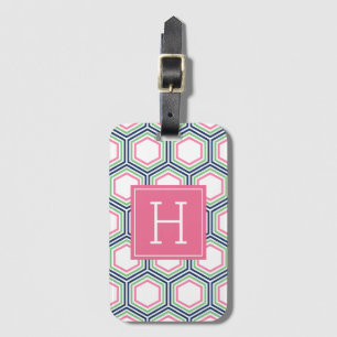 Preppy Colorful Geometric Pattern Monogramed Bagagelabel