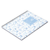 Preppy Coquette Blauwe Bogen Monogram Gepersonalis Notitieboek (Linkerzijde)