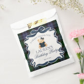 Preppy Coquette Bow Bear Plaid Birthday Dessert Bedankzakje (Gezegeld)