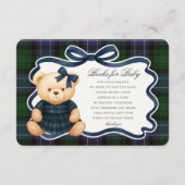 Preppy Coquette Bow Bear Plaid Books for Baby Card Informatiekaartje (Voorkant)