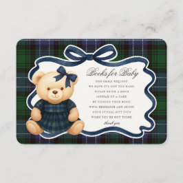 Preppy Coquette Bow Bear Plaid Books for Baby Card Informatiekaartje