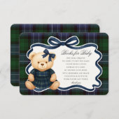 Preppy Coquette Bow Bear Plaid Books for Baby Card Informatiekaartje (Voorkant / Achterkant)