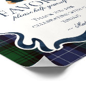 Preppy Coquette Bow Bear Plaid Party Favors Sign Poster (Hoek)